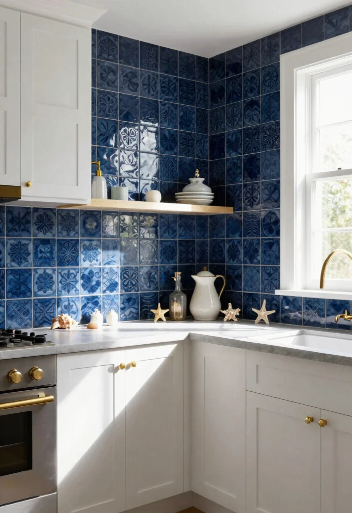 18 Blue Tile Backsplash Kitchen Ideas That Pop Beautifully 5 18 Blue Tile Backsplash Kitchen Ideas That Pop Beautifully - 5. Navy Blue Patterned Tiles 1