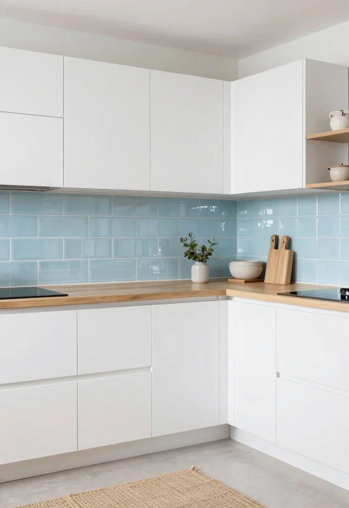 18 Blue Tile Backsplash Kitchen Ideas That Pop Beautifully 8 18 Blue Tile Backsplash Kitchen Ideas That Pop Beautifully - 8. Light Blue Glossy Tiles 1