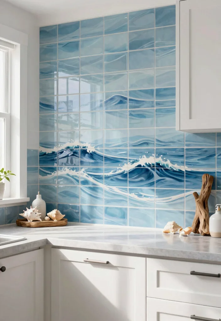 18 Blue Tile Backsplash Kitchen Ideas That Pop Beautifully 9 18 Blue Tile Backsplash Kitchen Ideas That Pop Beautifully - 9. Ocean Wave Motif Tiles 1