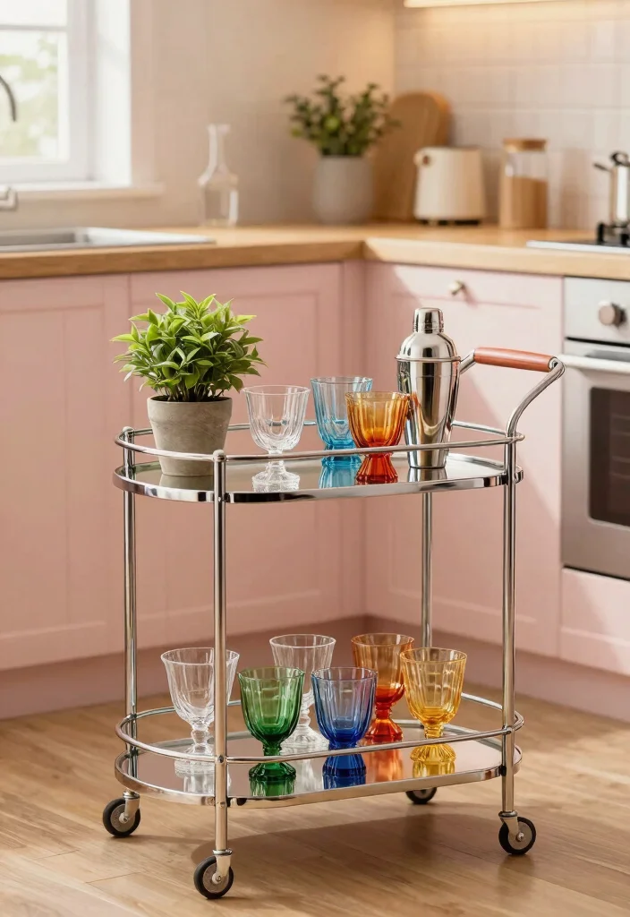 18 Cute Kitchen Decor Ideas That Add Personality 8 18 Cute Kitchen Decor Ideas That Add Personality - 8. Retro Bar Cart 1