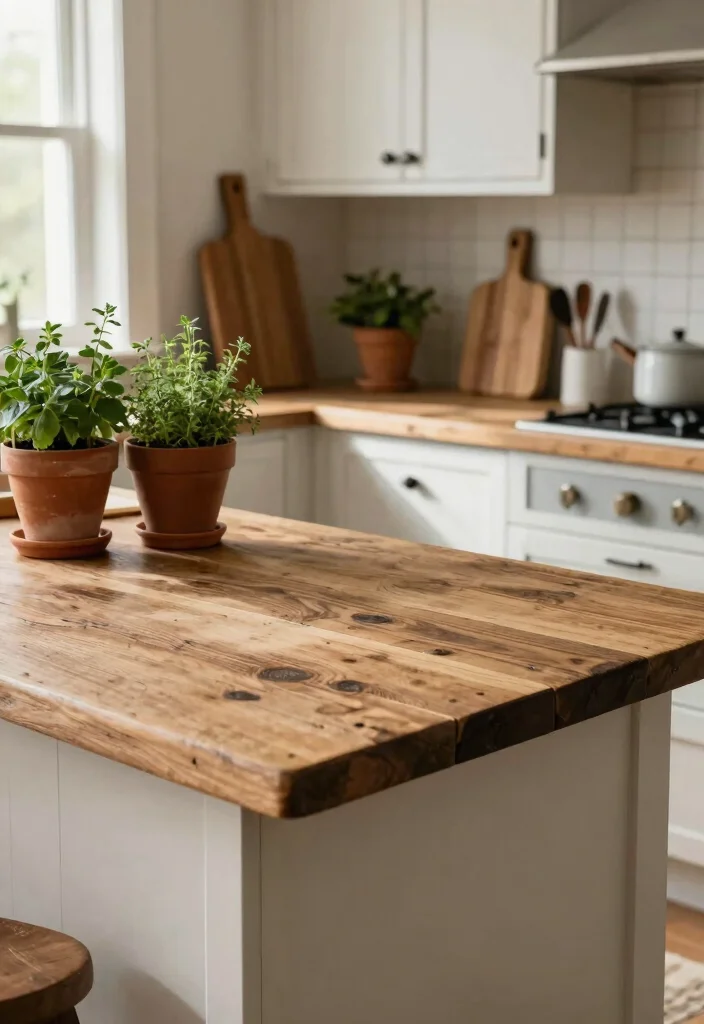 18 Farmhouse Kitchen Countertops Ideas With Rustic Beauty - 1. Reclaimed Barn Wood Countertop 1