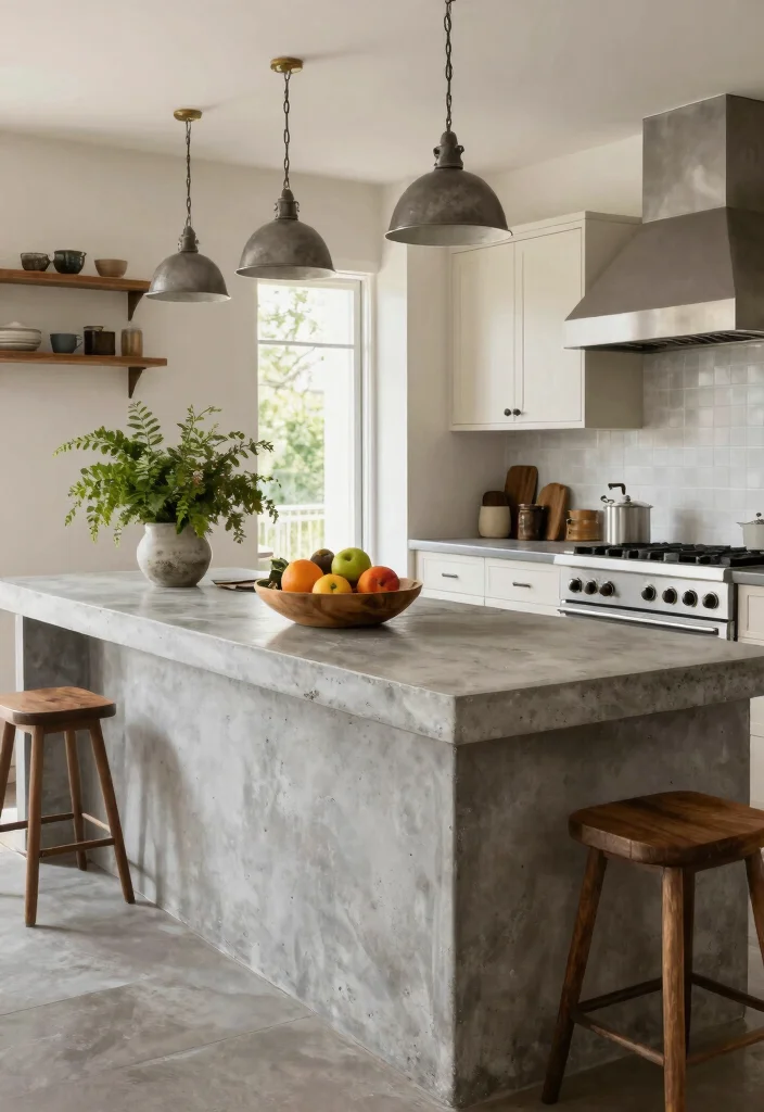 18 Farmhouse Kitchen Countertops Ideas With Rustic Beauty - 4. Concrete Countertops 1