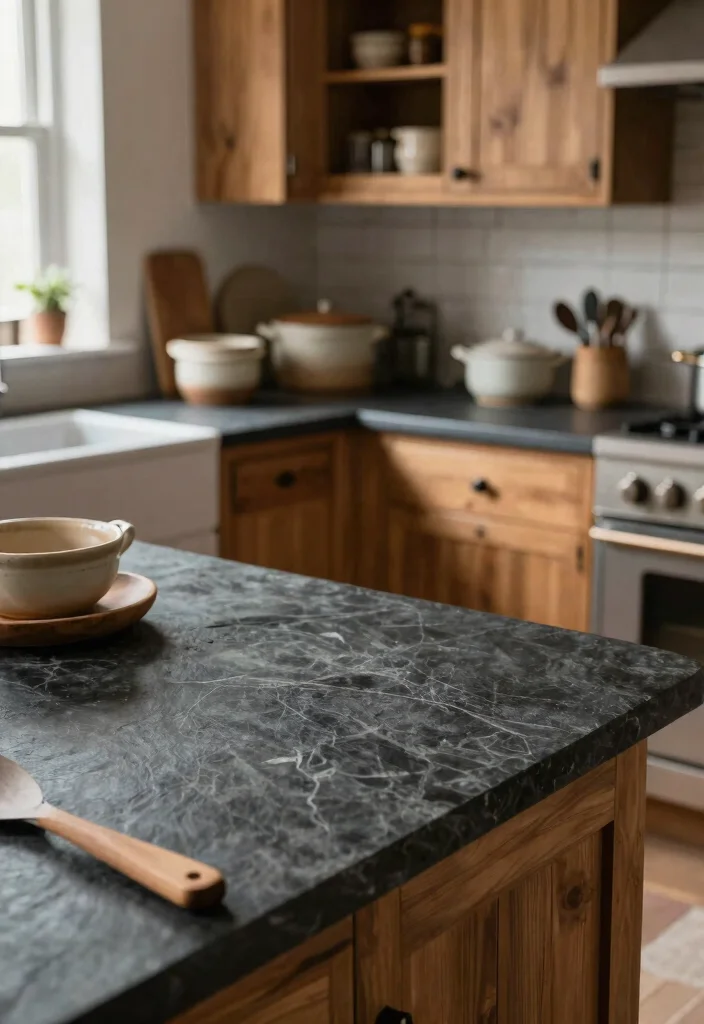 18 Farmhouse Kitchen Countertops Ideas With Rustic Beauty - 6. Rustic Slate Countertops 1