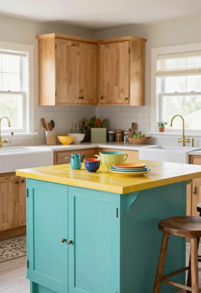 18 Farmhouse Kitchen Countertops Ideas With Rustic Beauty - 8. Colorful Painted Counters 1