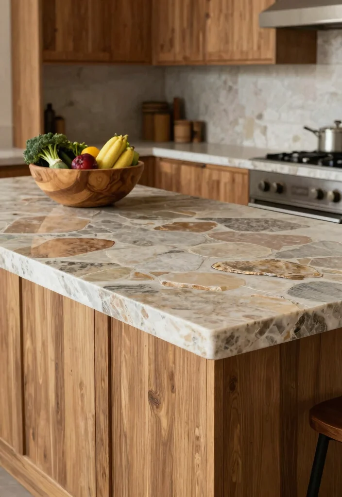 18 Farmhouse Kitchen Countertops Ideas With Rustic Beauty - 9. Unique River Stone Countertops 1