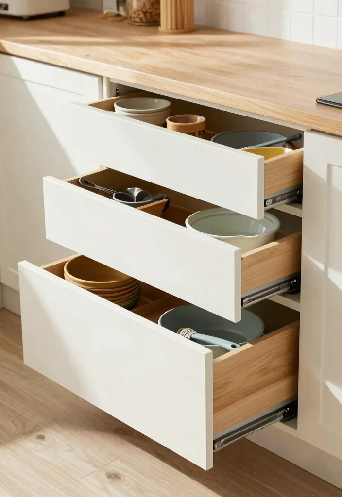 18 Free Standing Kitchen Cabinets Ideas With Flexible Storage 10 18 Free Standing Kitchen Cabinets Ideas With Flexible Storage - 10. Functional Drawer Systems 1