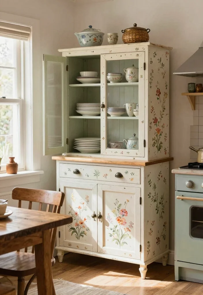 18 Free Standing Kitchen Cabinets Ideas With Flexible Storage 3 18 Free Standing Kitchen Cabinets Ideas With Flexible Storage - 3. Vintage Style Storage 1