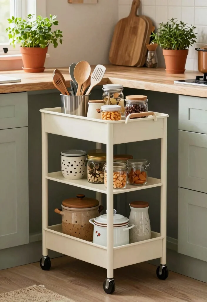 18 Free Standing Kitchen Cabinets Ideas With Flexible Storage 7 18 Free Standing Kitchen Cabinets Ideas With Flexible Storage - 7. Stylish Cart Solutions 1