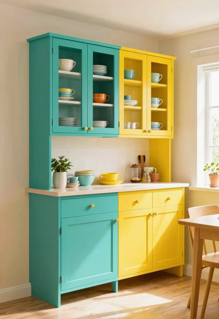 18 Free Standing Kitchen Cabinets Ideas With Flexible Storage 8 18 Free Standing Kitchen Cabinets Ideas With Flexible Storage - 8. Colorful Storage Options 1