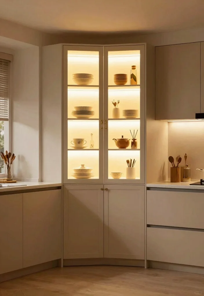 18 Kitchen Corner Cabinet 2026 Trending Ideas That Use Every Inch - 15. Corner Cabinet with Lighting 1