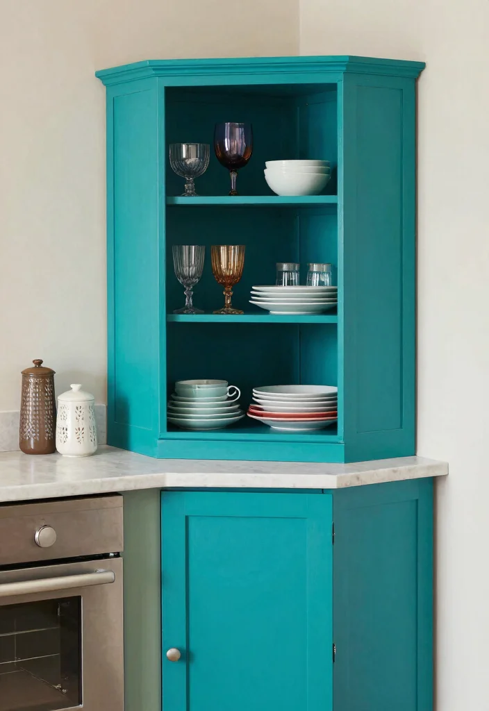 18 Kitchen Corner Cabinet 2026 Trending Ideas That Use Every Inch - 6. Stylish Corner Cabinetry with Color 1