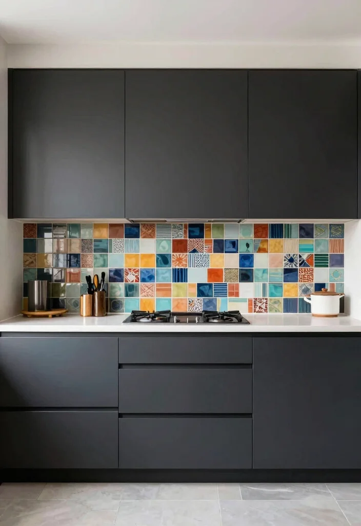 18 Kitchen Dark Cabinets Ideas With Bold Sophistication - 10. Choose a Contrasting Backsplash 1