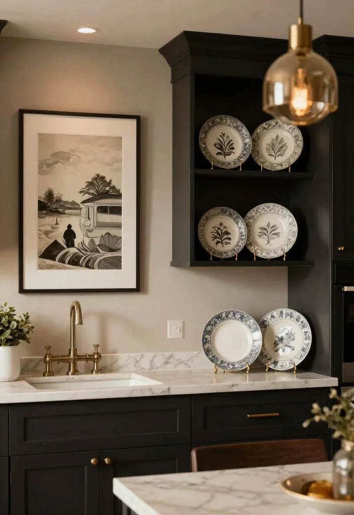 18 Kitchen Dark Cabinets Ideas With Bold Sophistication - 15. Add Decorative Elements 1