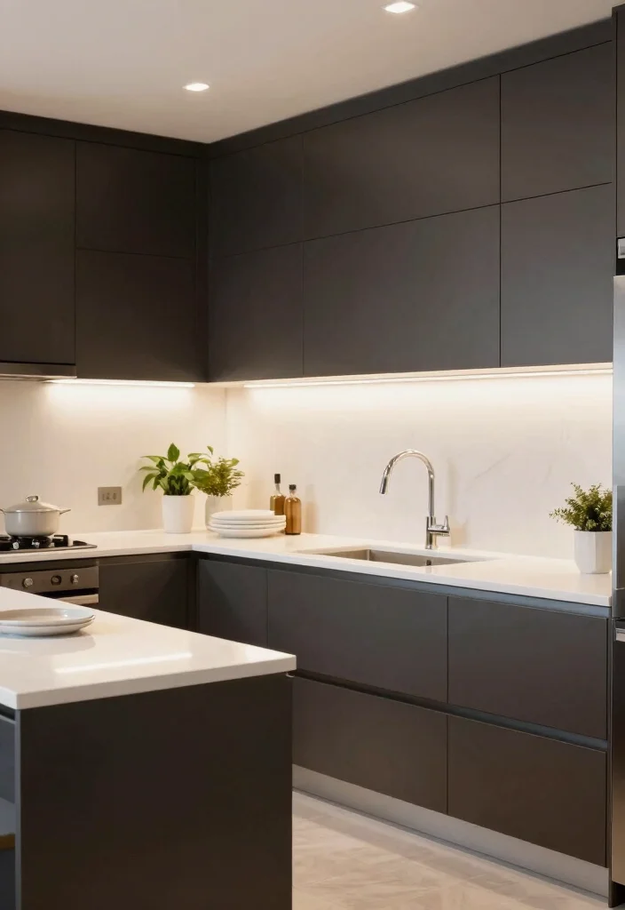 18 Kitchen Dark Cabinets Ideas With Bold Sophistication - 3. Contrast with Bright White 1