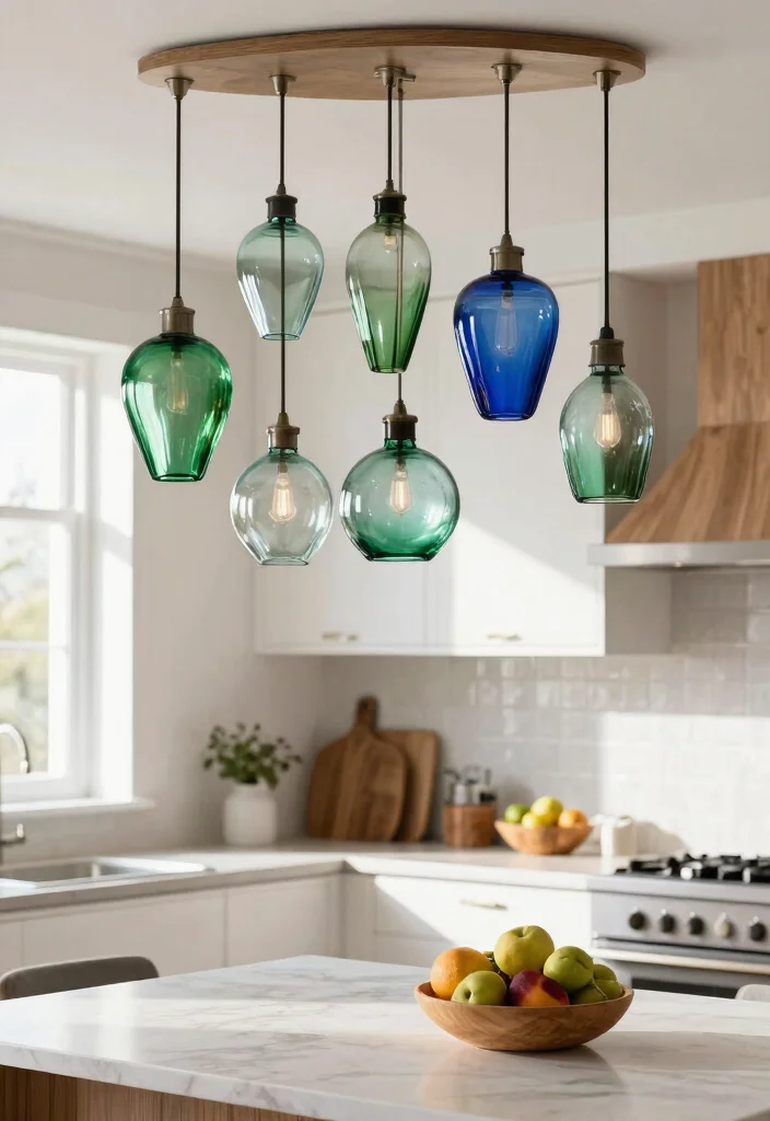 18 Kitchen Pendant Lighting Ideas That Shine Over Your Island - 1. Recycled Glass Pendants 1
