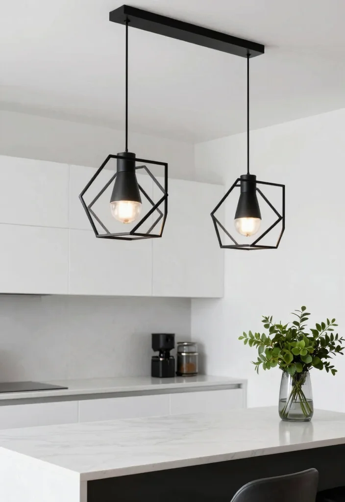 18 Kitchen Pendant Lighting Ideas That Shine Over Your Island - 10. Minimalist Geometric Designs 1