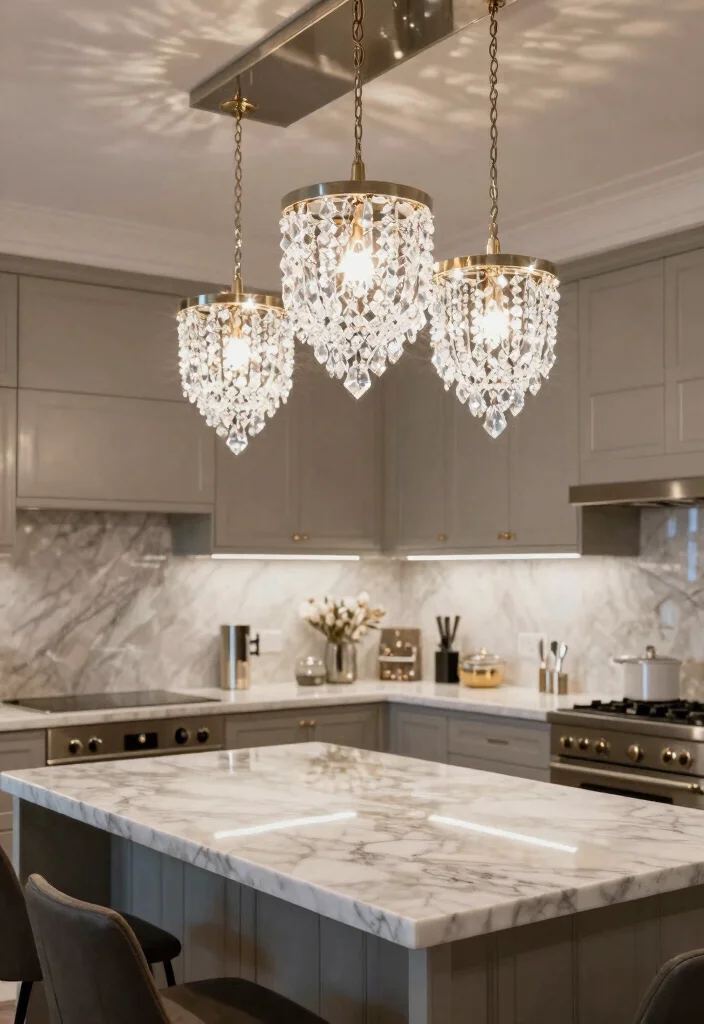 18 Kitchen Pendant Lighting Ideas That Shine Over Your Island - 15. Crystal Accents 1