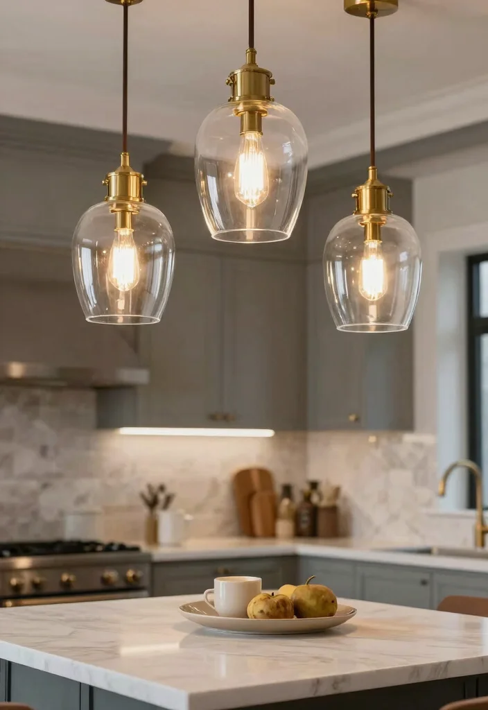 18 Kitchen Pendant Lighting Ideas That Shine Over Your Island - 17. Glass Pendant with Metal Accents 1
