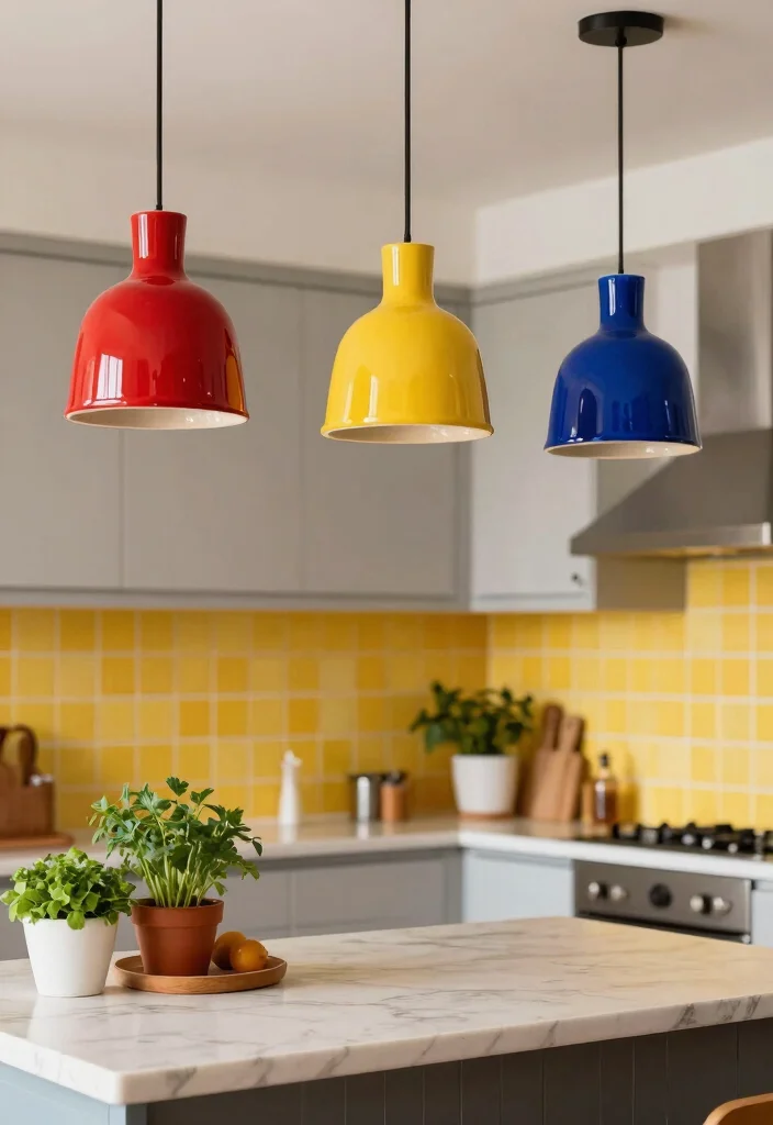 18 Kitchen Pendant Lighting Ideas That Shine Over Your Island - 5. Colorful Ceramic Pendants 1