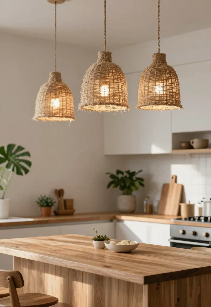 18 Kitchen Pendant Lighting Ideas That Shine Over Your Island - 6. Natural Fiber Shades 1