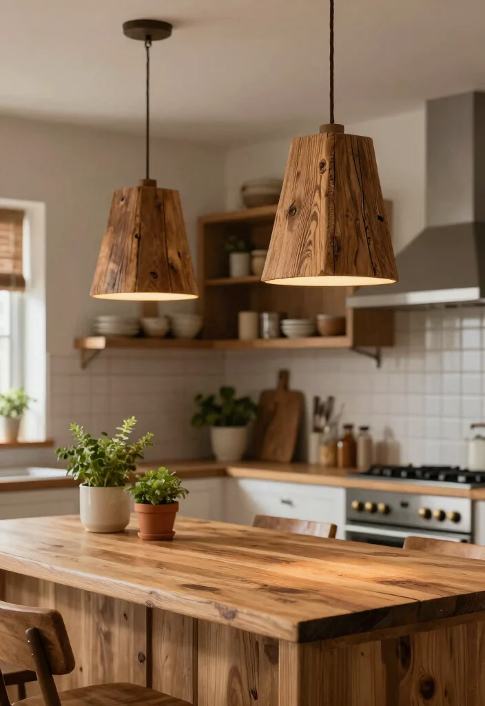 18 Kitchen Pendant Lighting Ideas That Shine Over Your Island - 9. Rustic Wood Pendants 1
