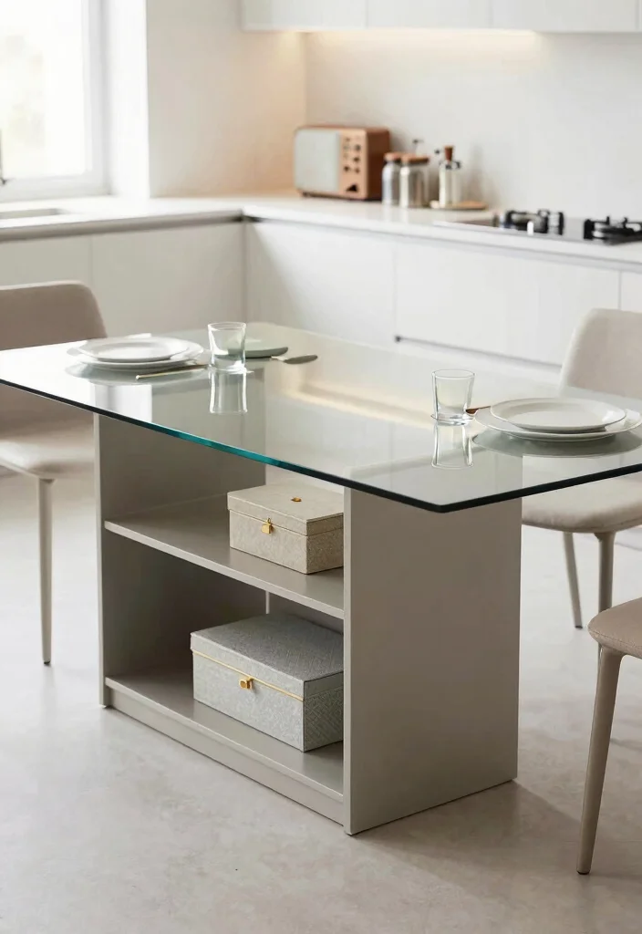 18 Kitchen Table With Storage Ideas That Save Space - 12. Glass Top Table with Hidden Storage 1