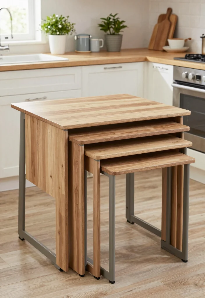 18 Kitchen Table With Storage Ideas That Save Space - 16. Nesting Tables for Compact Spaces 1