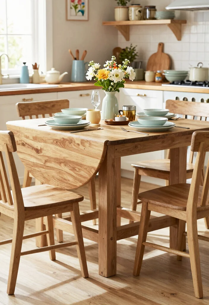 18 Kitchen Table With Storage Ideas That Save Space - 17. Farmhouse Style Drop-leaf Table 1