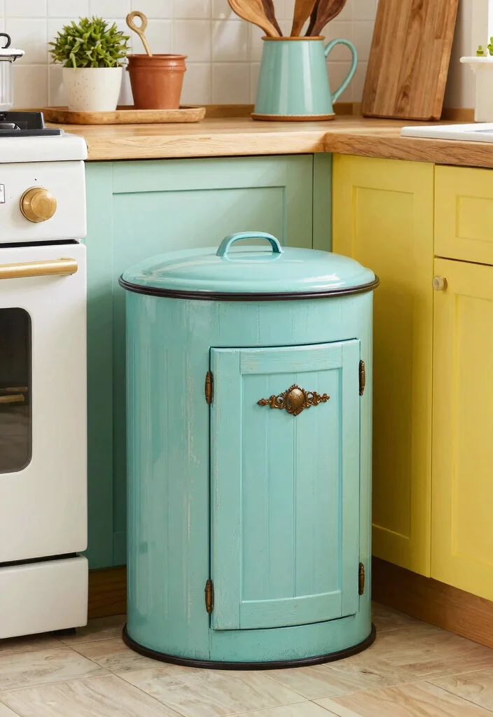 18 Kitchen Trash Can Cabinet Ideas That Hide Clutter 14 18 Kitchen Trash Can Cabinet Ideas That Hide Clutter - 14. Vintage-Inspired Trash Can Cabinets 1