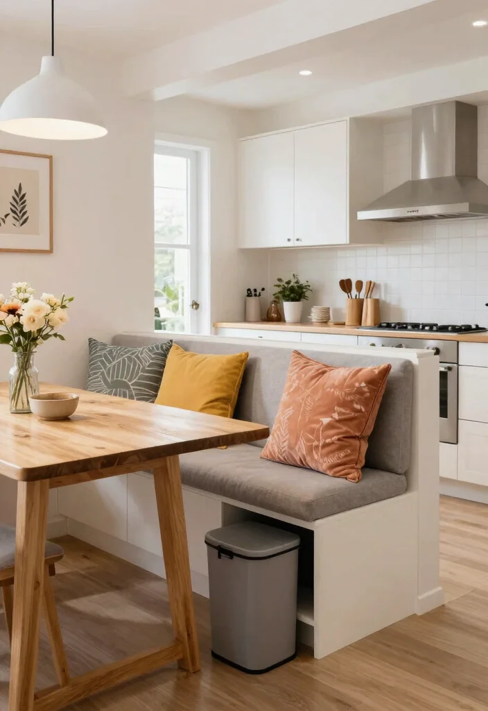 18 Kitchen Trash Can Cabinet Ideas That Hide Clutter 16 18 Kitchen Trash Can Cabinet Ideas That Hide Clutter - 16. Built-In Banquette with Hidden Trash Storage 1