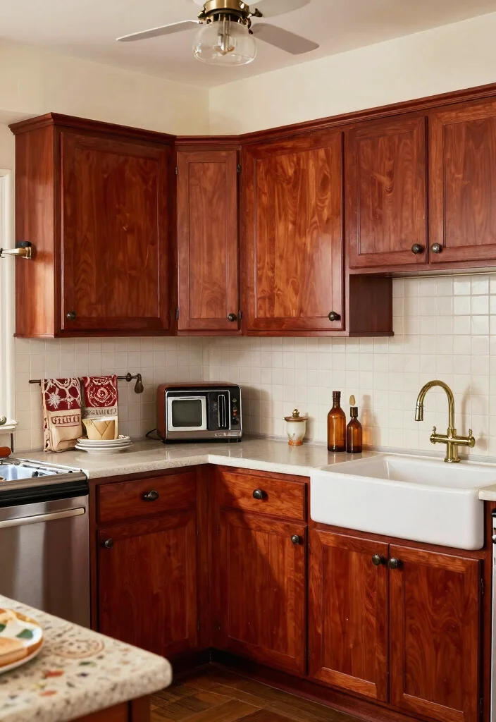 18 Modern Cherry Cabinets Kitchen Ideas With Rich Tone - 14. Vintage-Inspired Cherry Designs 1