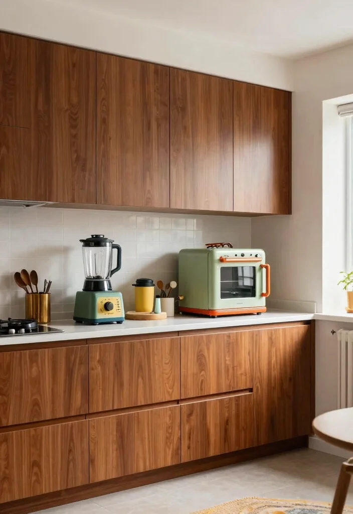 18 Modern Cherry Cabinets Kitchen Ideas With Rich Tone - 17. Retro Meets Modern with Cherry Cabinets 1