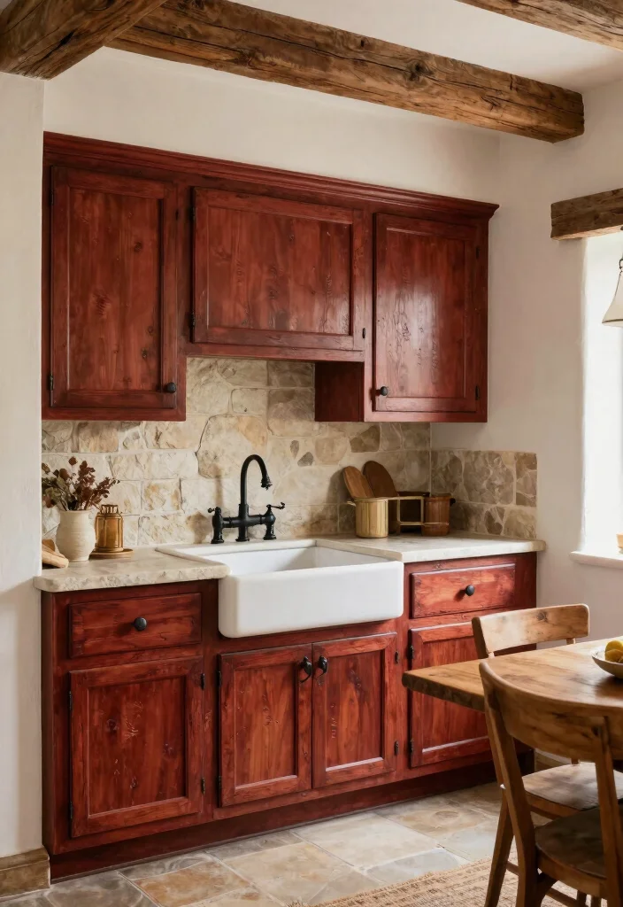 18 Modern Cherry Cabinets Kitchen Ideas With Rich Tone - 2. Rustic Charm with Cherry Cabinets 1