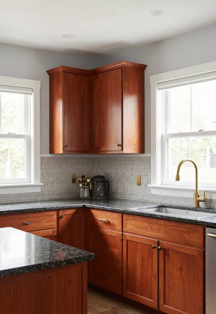 18 Modern Cherry Cabinets Kitchen Ideas With Rich Tone - 3. Contemporary Contrast with Light Colors 1