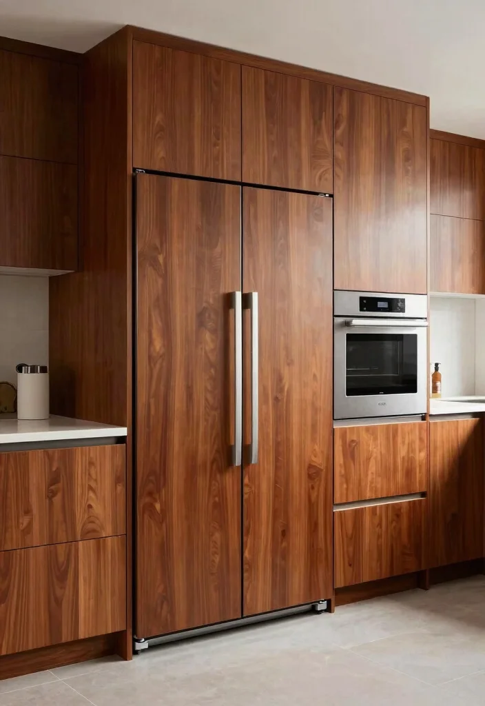 18 Modern Cherry Cabinets Kitchen Ideas With Rich Tone - 9. Streamlined Design with Integrated Appliances 1