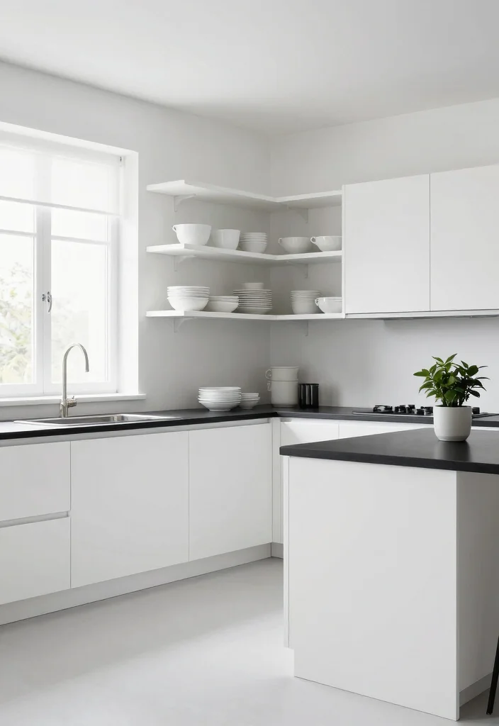 18 White Kitchen With Black Countertops Ideas With Striking Contrast - 1. Minimalist Elegance 1