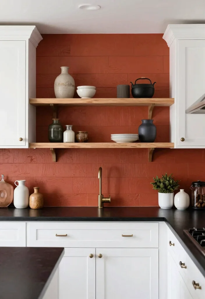 18 White Kitchen With Black Countertops Ideas With Striking Contrast - 10. Accent Walls 1