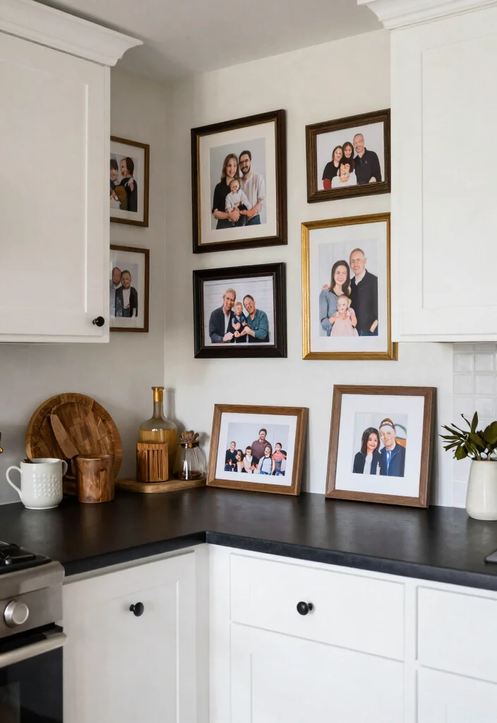 18 White Kitchen With Black Countertops Ideas With Striking Contrast - 14. Personal Touches 1