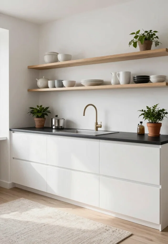 18 White Kitchen With Black Countertops Ideas With Striking Contrast - 3. Scandinavian Simplicity 1