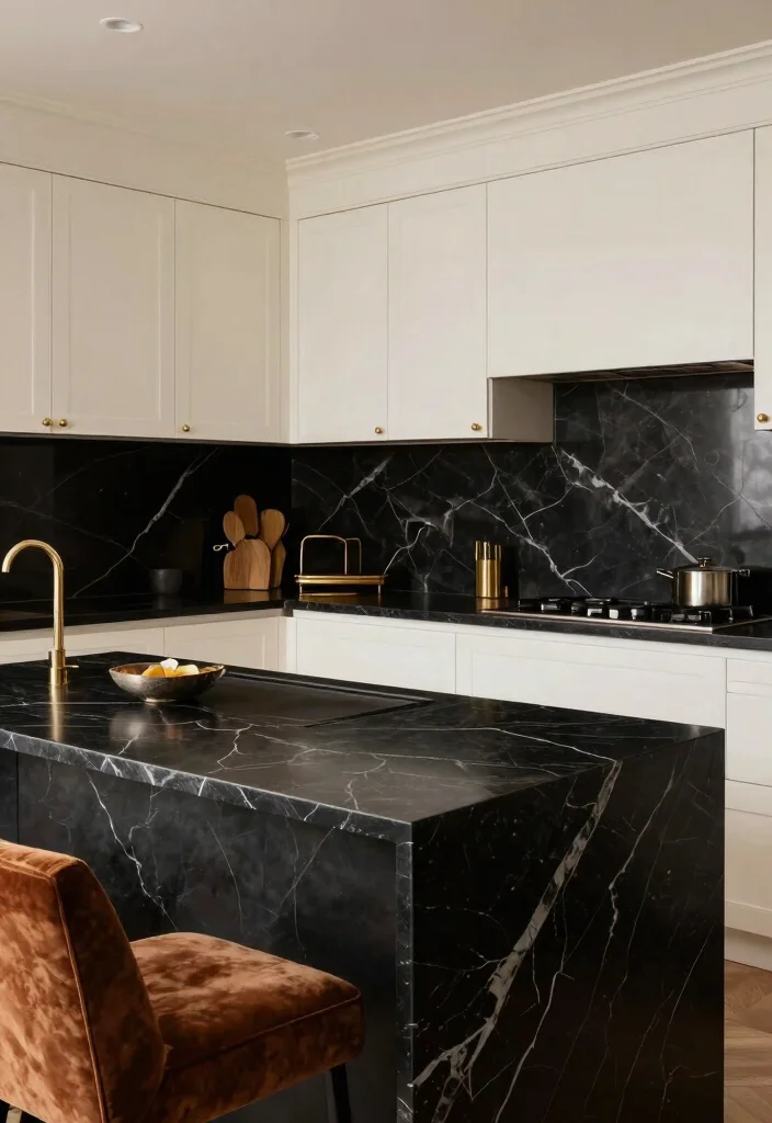 18 White Kitchen With Black Countertops Ideas With Striking Contrast - 6. Luxe Touches 1