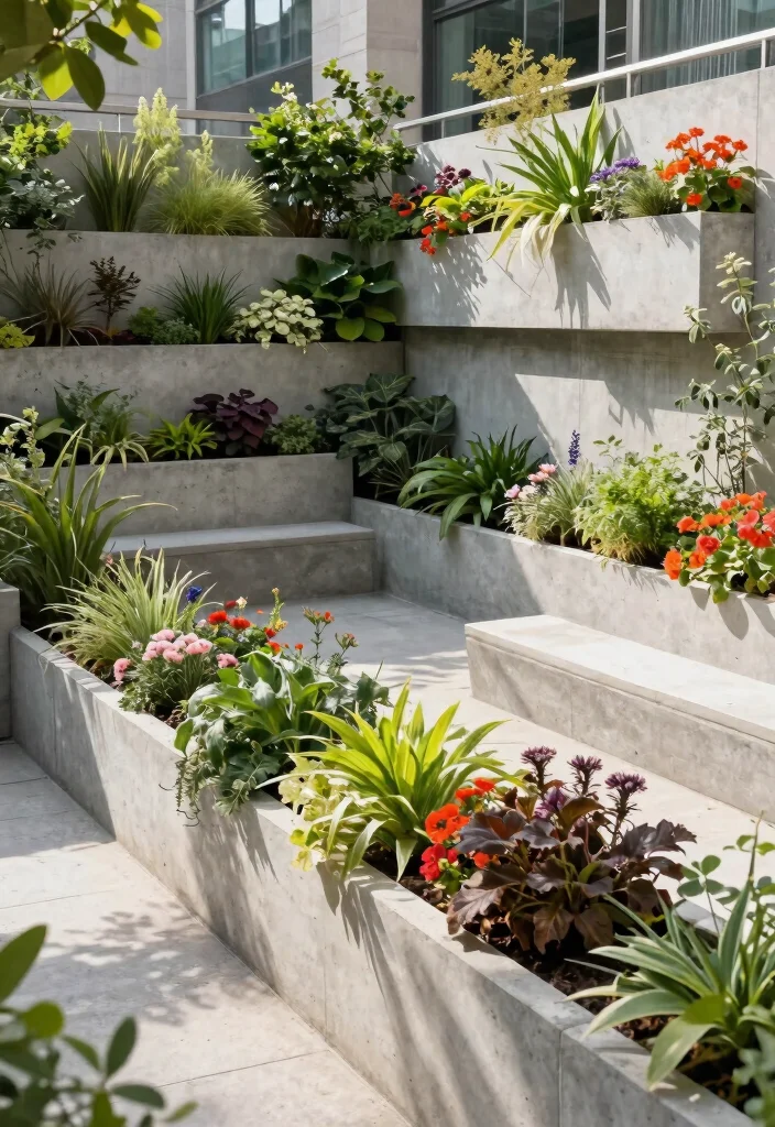 12 Concrete Garden Beds That Don't Crack After One Winter - 10. Concrete Planting Pockets 1