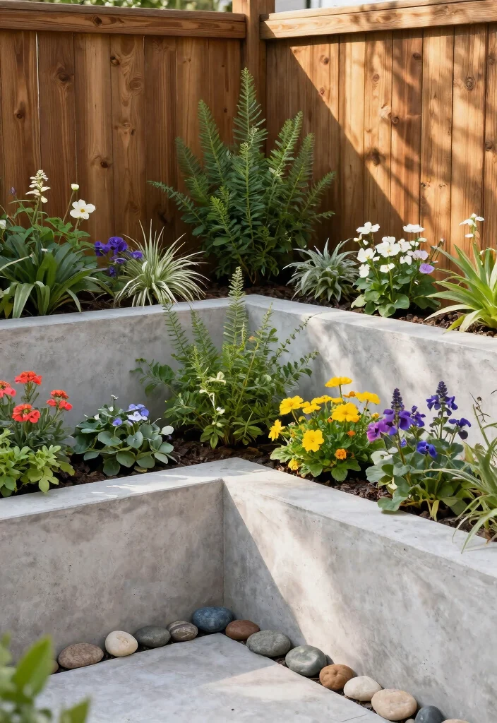 12 Concrete Garden Beds That Don't Crack After One Winter - 4. L-Shaped Concrete Planters 1