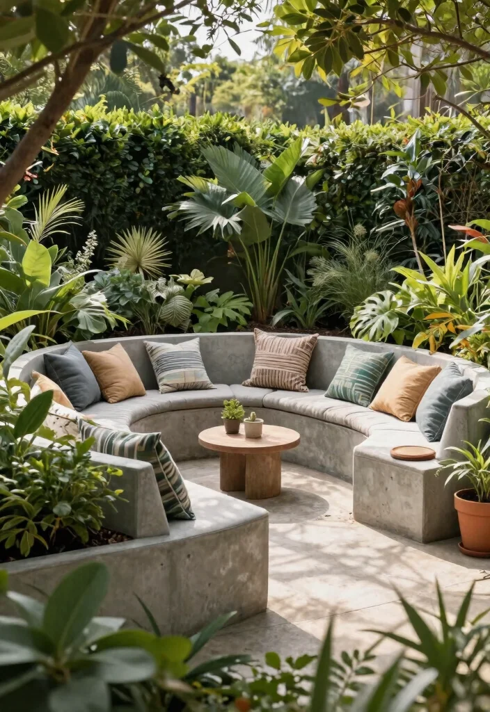 12 Concrete Garden Beds That Don't Crack After One Winter - 5. Concrete Raised Beds with Built-in Seating 1