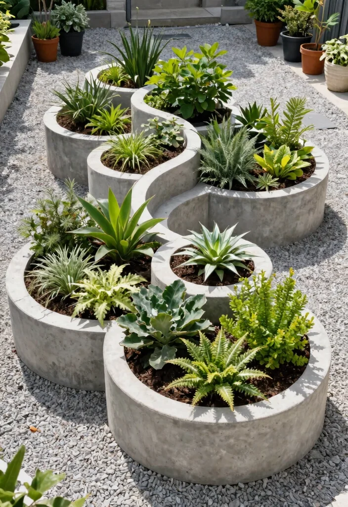 12 Concrete Garden Beds That Don't Crack After One Winter - 7. Modular Concrete Planters 1