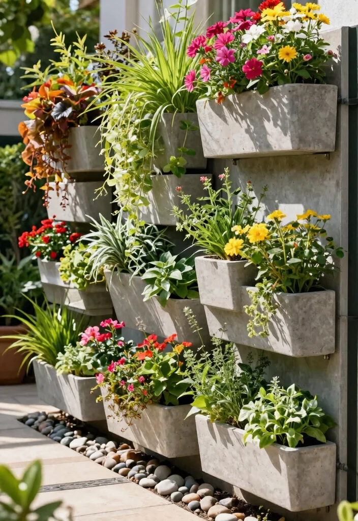 12 Concrete Garden Beds That Don't Crack After One Winter - 8. Vertical Concrete Planters 1
