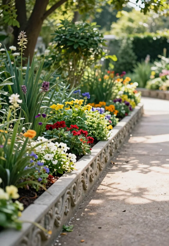 12 Concrete Garden Beds That Don't Crack After One Winter - 9. Decorative Concrete Edging 1