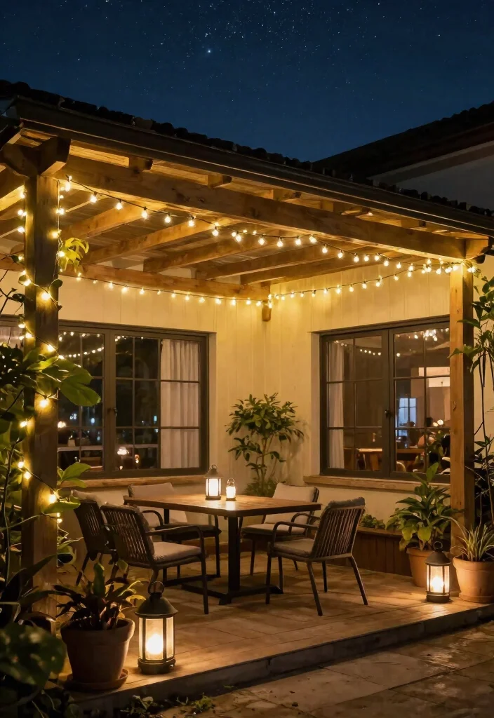 12 Covered Patio Decorating Ideas That Feel Like an Extra Room - 3. String Lights Glow 1