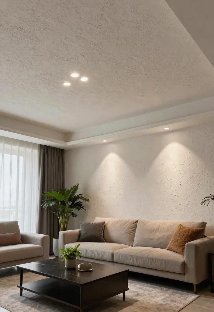 12 False Ceiling With Profile Lights for Modern Living Rooms - 10. Textured Ceilings 1