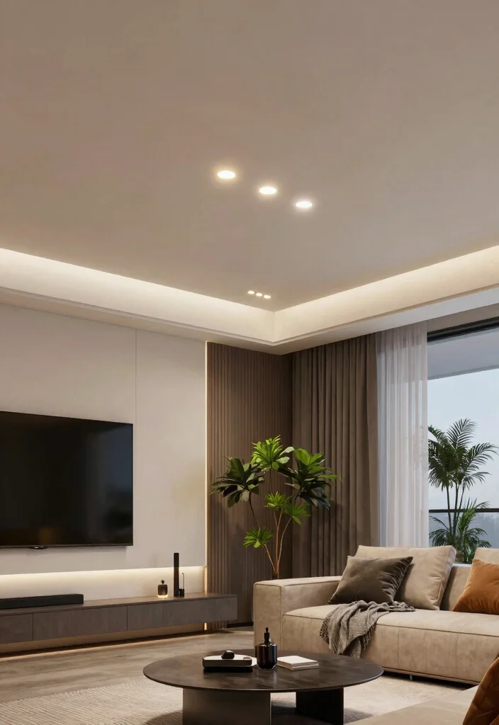 12 False Ceiling With Profile Lights for Modern Living Rooms - 12. Smart Technology Integration 1