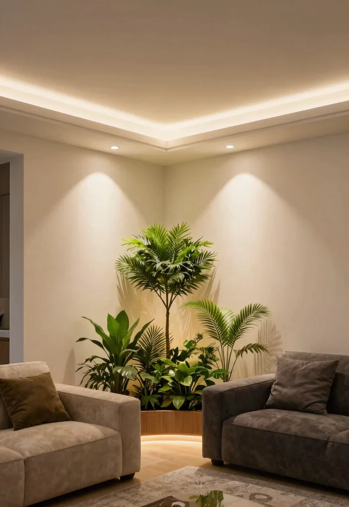 12 False Ceiling With Profile Lights for Modern Living Rooms - 3. Cove Lighting for Soft Ambiance 1